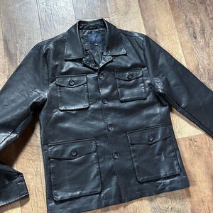 Women’s MARC ASHER Black Croc Embossed Faux Leather Jacket L